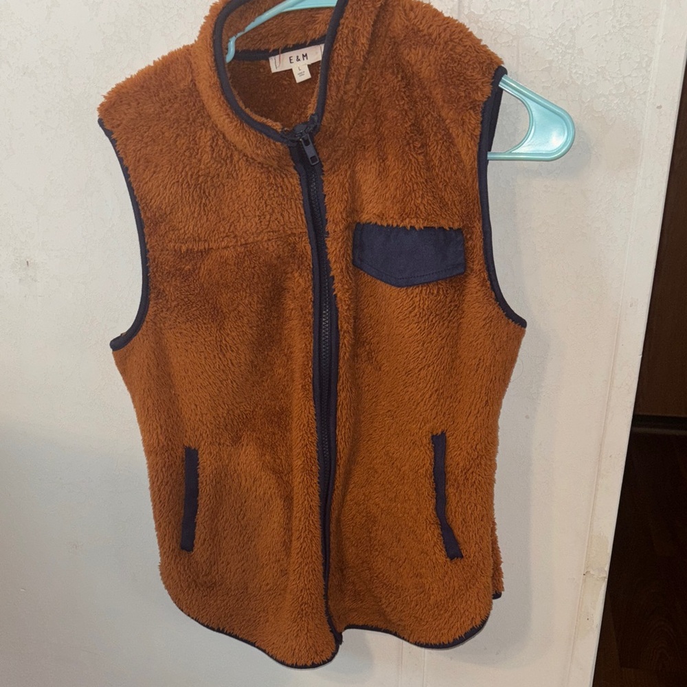 Kids' Cozy Sherpa Vest - Rust Brown